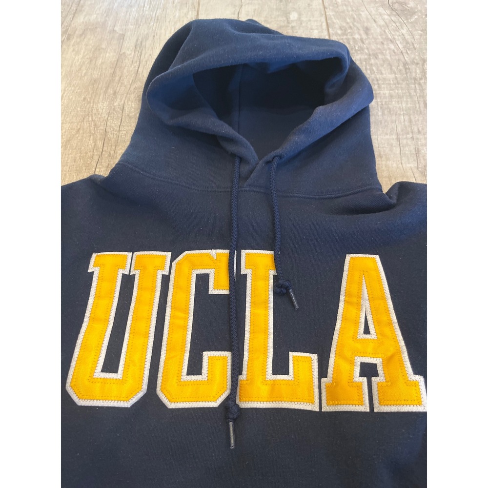 UCLA Gold Standard Navy Blue Hoodie Tackle Twill Applique Made in USA Mens XS